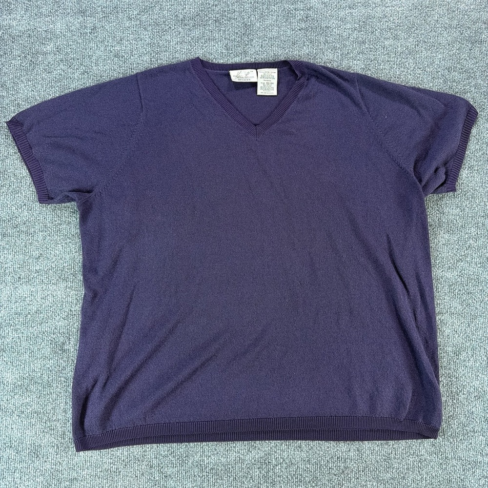 VTG Kathie Lee Woman Purple V-Neck Sweater Knit Top Plus Size 22 24W Fall Preppy